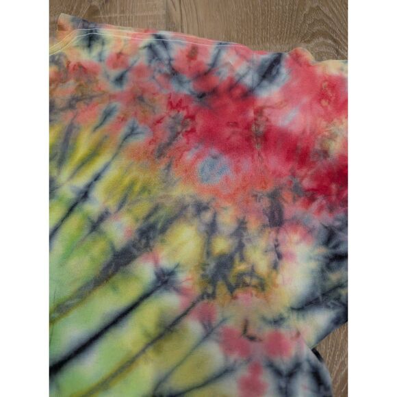 Vintage Hanes Heavyweight Tie Dye Weed Slang T-Shirt XL Rasta Spiral Cannabis - Picture 7 of 13